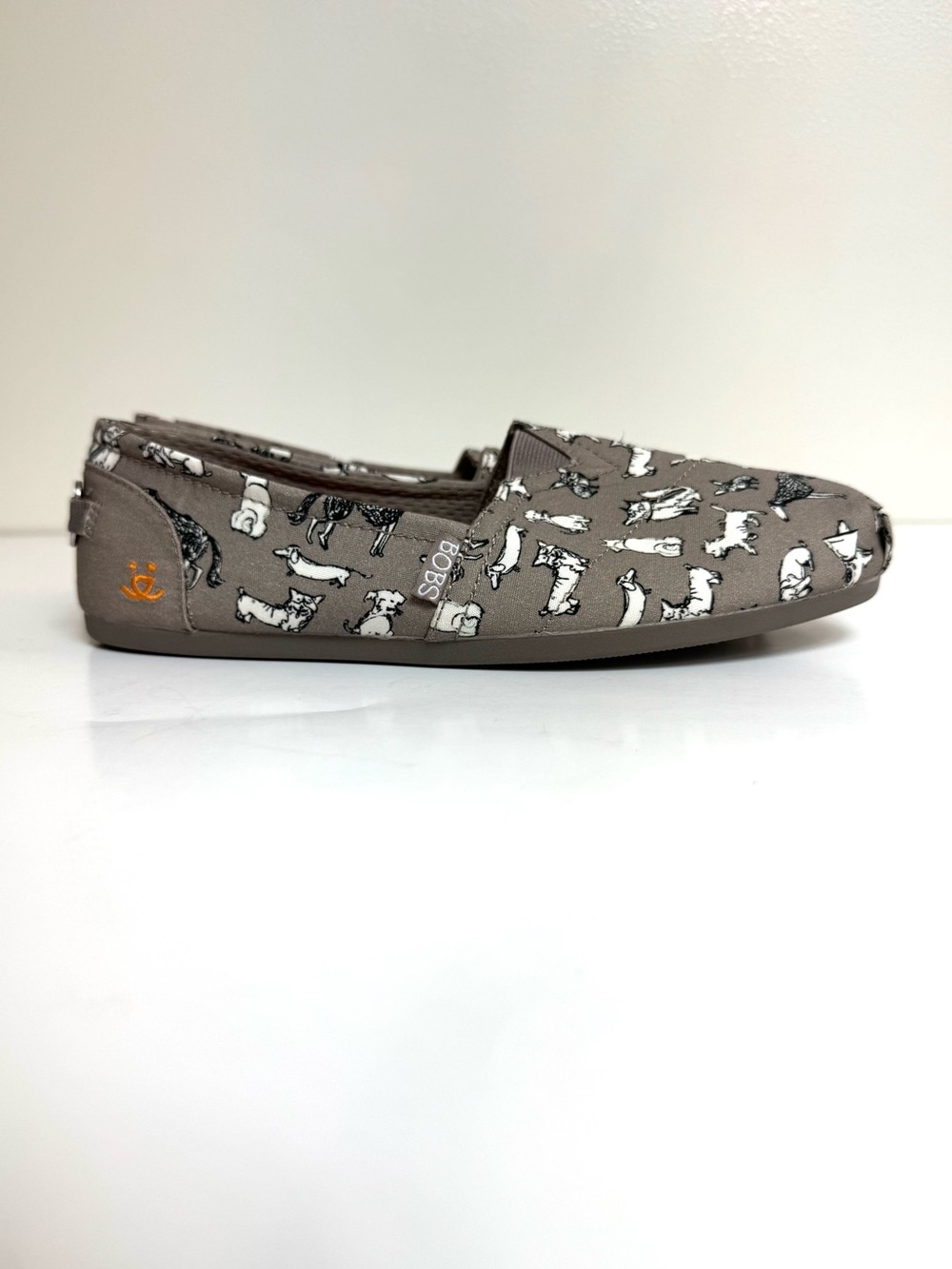 Skechers BOBS for Dogs Dream Doodle Gray Dog Print Flats Shoes Size 6.5W